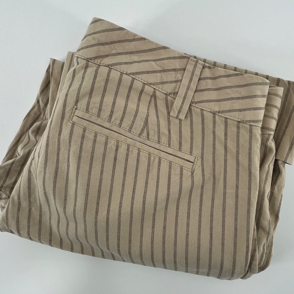 Banana Republic Womens Tan Brown Striped Cotton Crop Cuffed Pants Size 4